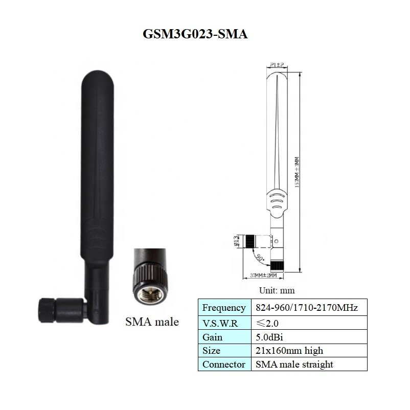Foldable High Gain Gprs Gsm 3g Aerial Omni Directional Flexible Multi Band Gsm 3g Stubby Rubber Cellular Antenna